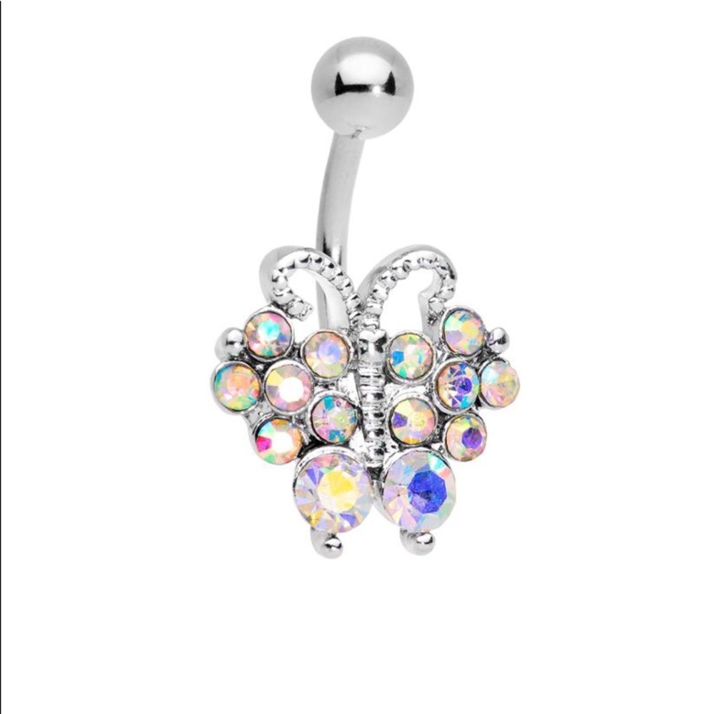 Iridescent Gem Butterfly Navel Piercing Jewelry